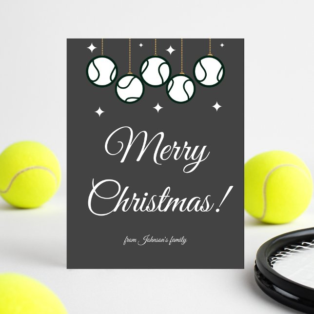 Green Tennis Ball Stars Holiday Christmas Card (Creator Uploaded)
