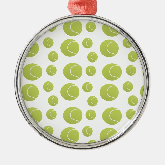 Green tennis balls pattern metal ornament (Front)