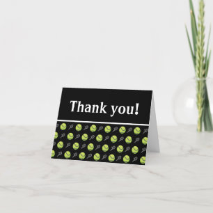 Green Tennis Balls Rackets Tennis Coach Graritude Thank You Card