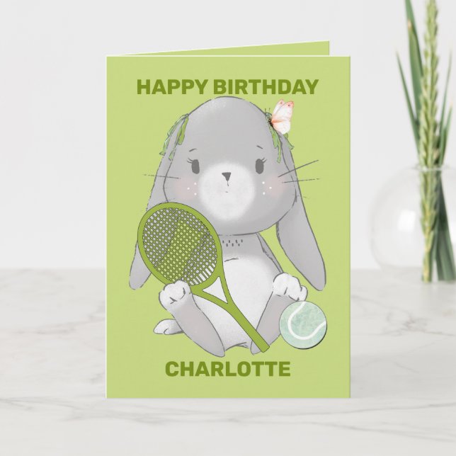 Green tennis bunny 2.0 customisable card (Front)