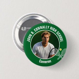 Green Tennis Player Photo High School Spirit 6 Cm Round Badge