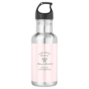 Green Tennis Rackets Pink Striped Bridal Shower  532 Ml Water Bottle