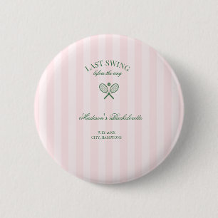 Green Tennis Rackets Pink Striped Bridal Shower  6 Cm Round Badge