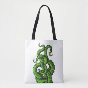 Green tentacles tote bag