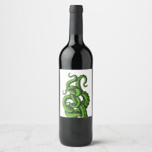 Green tentacles wine label