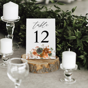 Green & Terra Cotta Floral Table Number