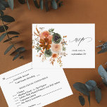 Green & Terra Cotta Floral w Meal RSVP<br><div class="desc">Send a fun and elegant,  modern Green & Terra Cotta Floral RSVP  meal card with your invitations for weddings and parties including Graduation parties. See our collection for an option without the meal.</div>