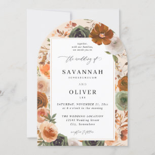 Green & Terra Cotta Floral Wedding S2 VLN- Arch Be Invitation