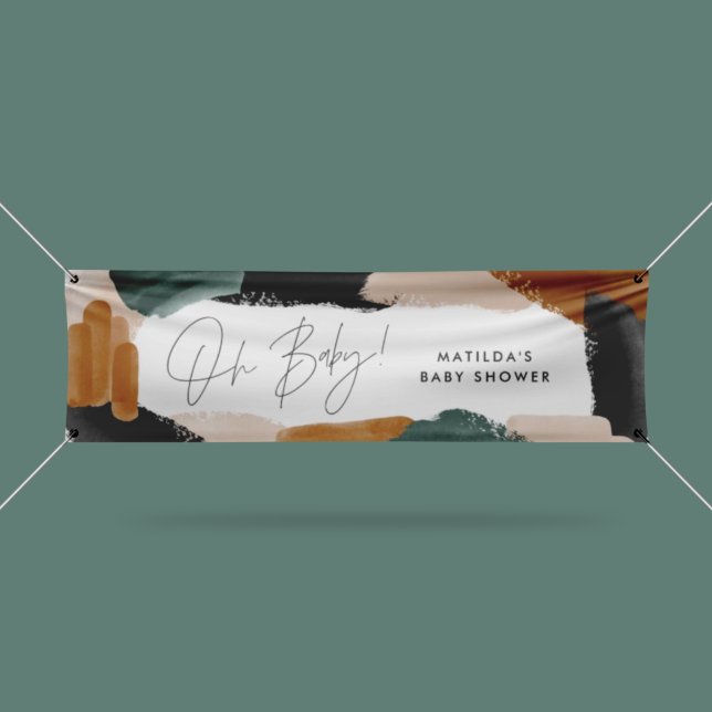 Green terracotta abstract watercolor baby shower b banner (Creator Uploaded)