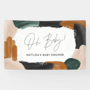 Green terracotta abstract watercolor baby shower banner