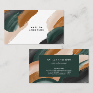 Green terracotta abstract watercolor modern unique business card
