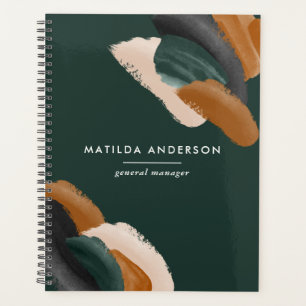 Green terracotta abstract watercolor modern unique planner