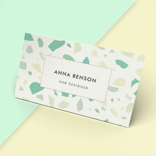 Green terrazzo pattern business card