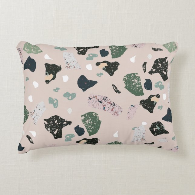 Green Terrazzo Pattern Decorative Cushion (Front)