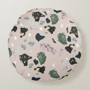 Green Terrazzo Pattern Round Cushion
