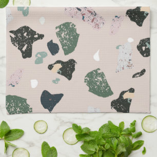 Green Terrazzo Pattern Tea Towel