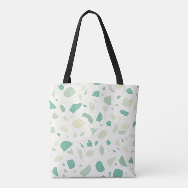 Green terrazzo pattern tote bag (Back)