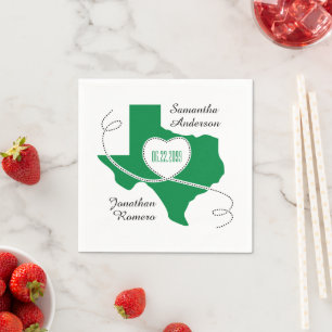 Green Texas Curling Ribbon Wedding Date Napkin