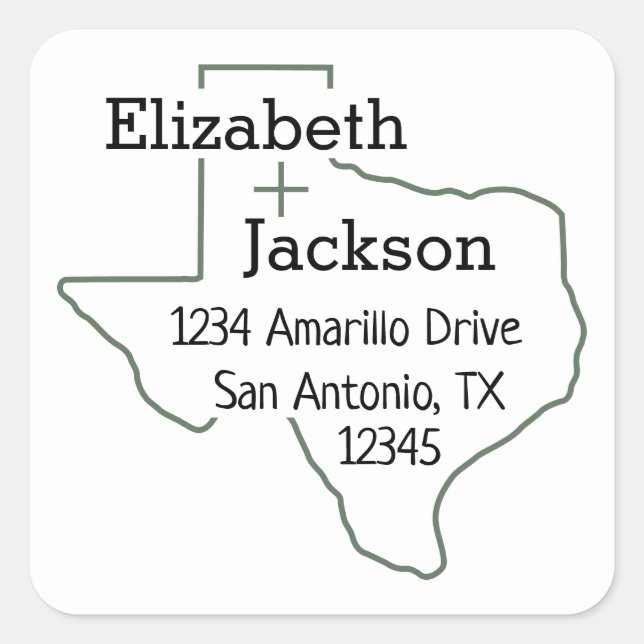 Green Texas Silhouette Couple Address Label (Front)