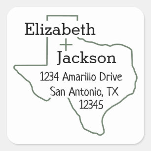 Green Texas Silhouette Couple Address Label