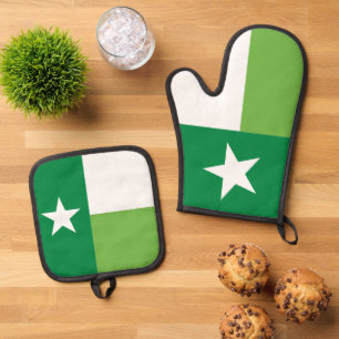 Green Texas State Flag Oven Mitt & Pot Holder Set
