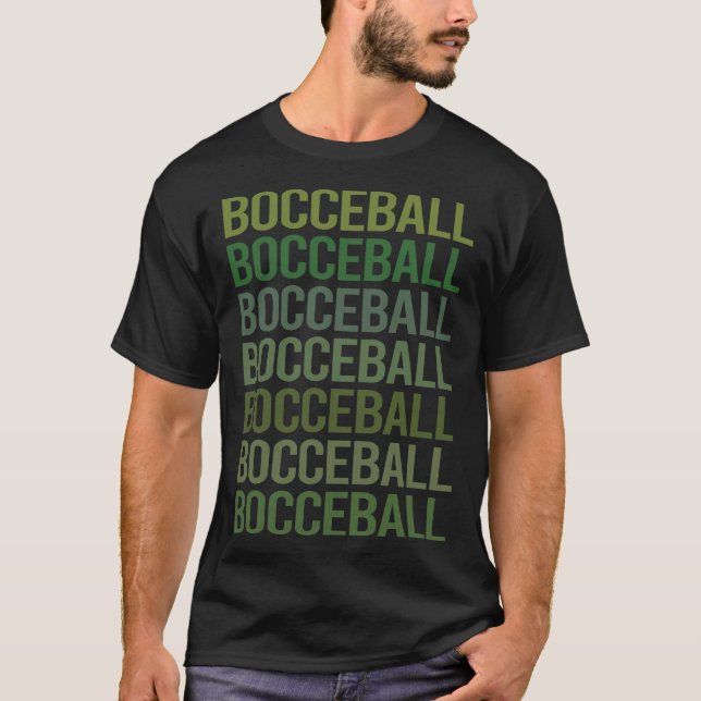Green Text Bocce Ball Bocci Boccie T-Shirt (Front)