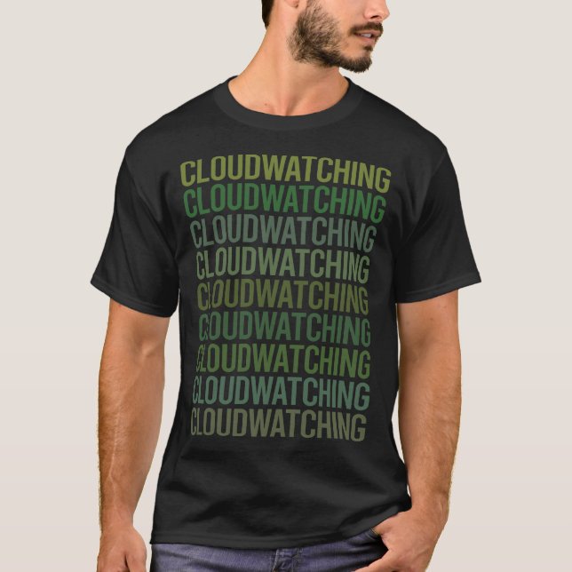 Green Text Cloud Watching T-Shirt (Front)