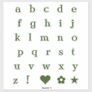 Green Text Letters | Monogram Alphabet Stickers