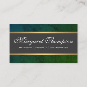 Green Texture Pattern Gold Trim Business Card