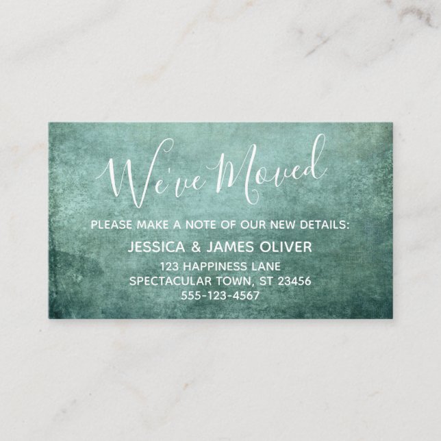 Green Textured Grunge "We've Moved Enclosure Card (Front)