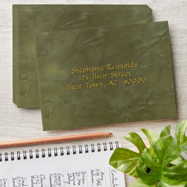 Green Textured Marble Gold Envelope – Luxury (Stacked)