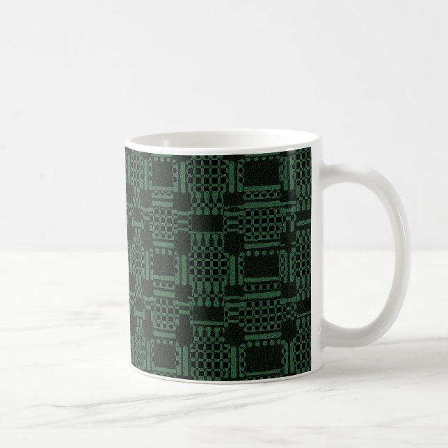 Green textured squares pattern coffee mug (Right)