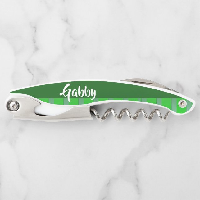 Green textured stripes pattern corkscrew (Front)