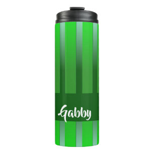 Green textured stripes pattern thermal tumbler