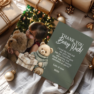 Green Thank You Beary Christmas Bear Card