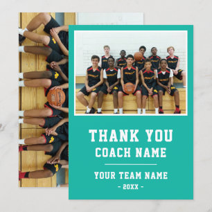 Green Thank you Coach Card Team Name Photo