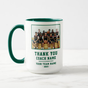 Green Thank you Coach Team Name Photo Mug