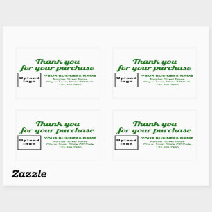 Green Thank You For Your Purchase on White Rectangular Sticker