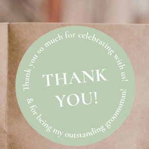 Green Thank You Wedding Favor Sticker