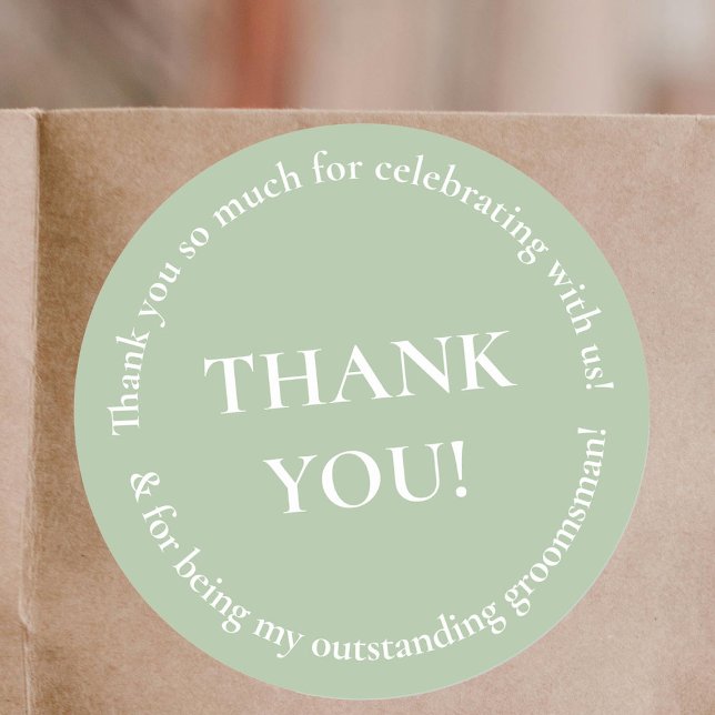 Green Thank You Wedding Favour Sticker (Creator Uploaded)