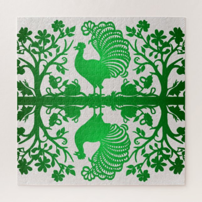 Green Thanksgiving Turkey Floral Jigsaw Puzzle (Vertical)