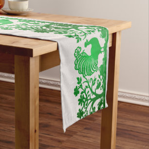Green Thanksgiving Turkey Floral Table Runner