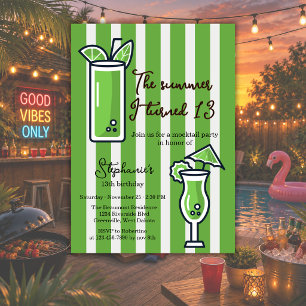 Green The Summer I Turned 13 Mocktail Birthday Invitation