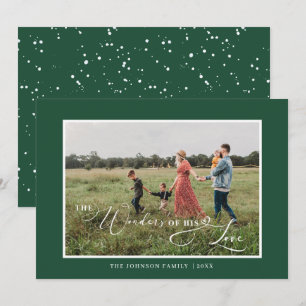 Green The Wonders of His Love Photo Script Holiday Card