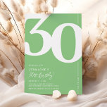 Green Thirty 30th Birthday Party Invitations<br><div class="desc">Trendy green 30th birthday party invitations featuring the number '30' in a large bold serif font,  and a modern invite template that is easy to personalise.</div>