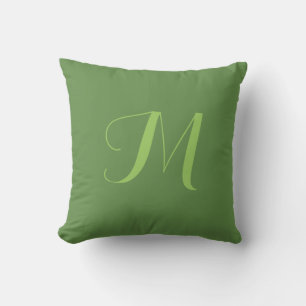 Green Throw Pillow - Lime Monogram Personalise