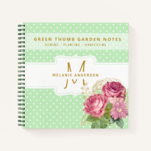 Green Thumb Gardeners Journal Pink Gold Roses