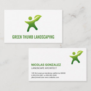 Green Thumb Leaf Logo Business Card