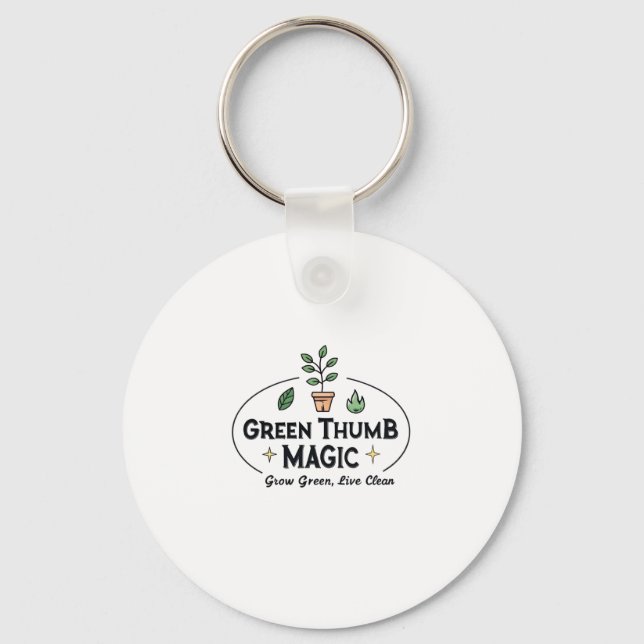 Green Thumb Magic | Urban Gardening T-Shirt Key Ring (Front)