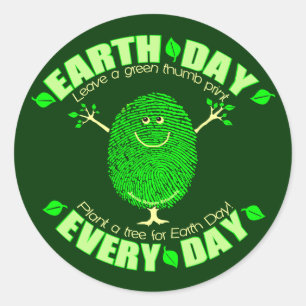 Green Thumb Print Environment  Earth Day Sticker